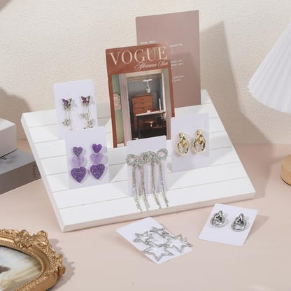 62 Pcs Wood Earring Display Stand Earring Card Display 2 Pcs 11.4" x 7.5" Holders with 60 Cards Jewelry Organizer Stands for Selling