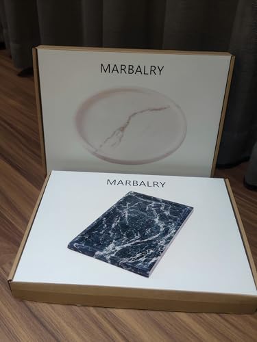 Natural Marble Tray for Home Decor Bathroom Kitchen Vanity Dresser Genuine Marble Storage Tray for Cosmetics/Jewelry Non-Resin/Non-Ceramic 9.8"