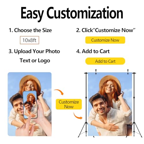 BELECO Fabric 30x10ft Custom Backdrop Picture Customized Backdrop with Image Logo Text Personalized Background Banner Party Decorations Festival Wall Hanging Photo Props - size: 30x10ft