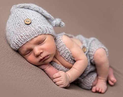 Fashion Cute Newborn Boy Girls Baby Costume Outfits Photography Props Hat Pants - color: Dark Pink
