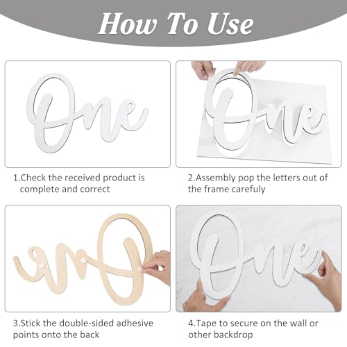 Wooden One Sign for First Birthday Decorations, Wooden Cutout White Letter One Photo Prop for 1st Birthday Party Banner Wall Décor Backdrop