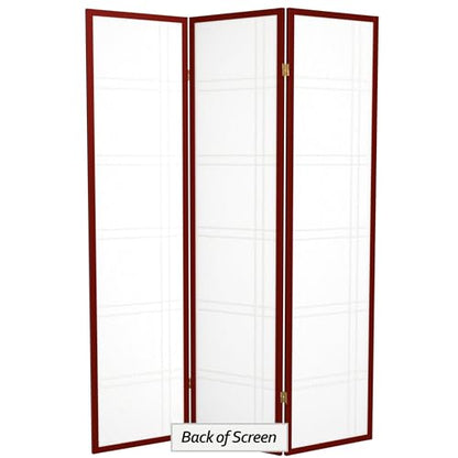 Red Lantern 6 ft. Tall Double Cross Shoji Screen - Rosewood - 3 Panels - color: Rosewood, size: 3 Panel