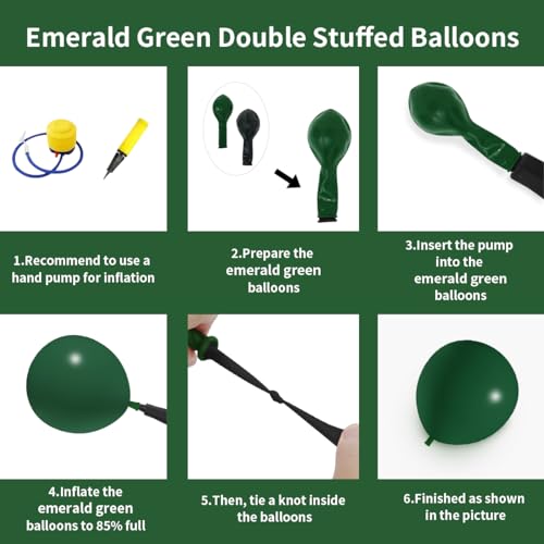 Emerald Green Double Stuffed balloons Different Size 115Pcs 5/10/12/18 Inch Dark Green Balloons Balloon Garland Arch kit for Birthday Baby Shower Jungle Safari Christmas Party - color: Emerald Green