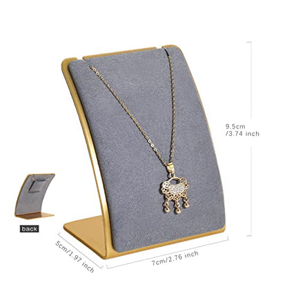 Grey Necklace display stand, Velvet Jewelry necklace display holder for selling, small metal earring neck storage organizer, online jewelry photography props【Grey】 - color: grey