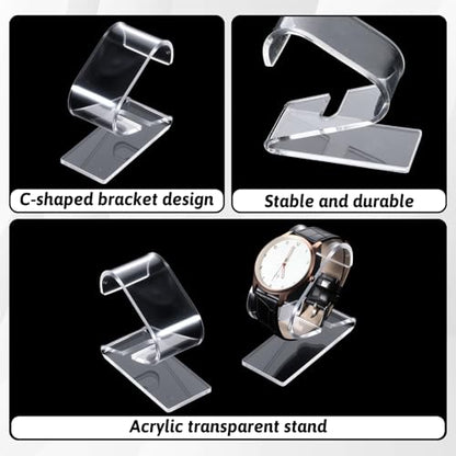 Prasacco Clear Watch Display Stand, 2 Pack Watch Holder Organizer Watches Display Stand Rack for Bracelet Jewelry Storage, Transparent Watches Showcase Rack