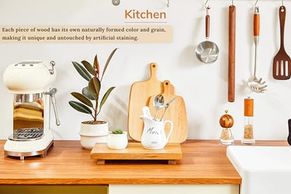Medium 12" Acacia Wood Riser Pedestal Stand – Farmhouse Wood Display Riser for Kitchen and Bathroom Décor - Counter Display, Plant Stand, Jewelry Holder, Vanity Tray, Candle Stand (M:12"x7"x1.57") - size: Medium:12"x 7"