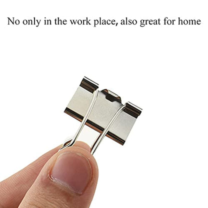 HAHIYO Binder Clips Paper Clamps Spring Steel Sturdy Medium 1.26 inches Width 0.39 Inch Capacity No Sharp Edges Heavy Duty Tight Grip Reusable Silver Metal Bright Finish for Home Office School 13 Pack - size: Silver1.26in-13P