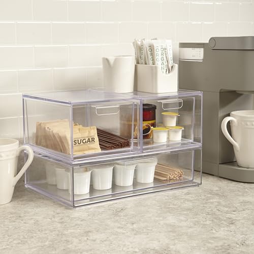 STORi Audrey Stackable Clear Bin Plastic Organizer Drawer | Organize Eyeshadow Palettes, Cosmetics, and Beauty Supplies on a Vanity | Made in USA - style: Cosmetic Drawer Base