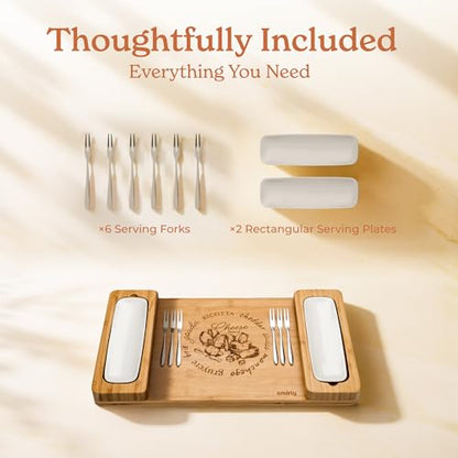SMIRLY Charcuterie Boards Set - Large Bamboo Cheese Board Set - House Warming Gifts New Home, Wedding Gift for Couple, Bridal Shower Gift, Birthday Gifts for Women - style: Without Drawer