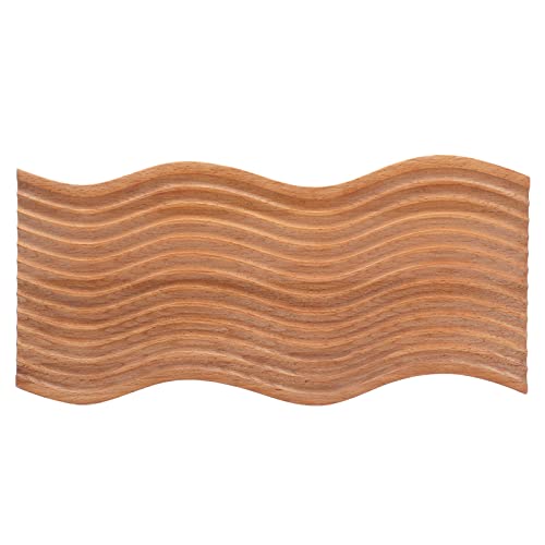 Wooden Bread Dessert Tray, Multifunction Serving Tray, Natural Beech Wood Geometric Snack Plate with Smooth Edges for Home Kitchen, Parties and Food Photography (water ripple shape) - size: 15.7"L x 7.1"W