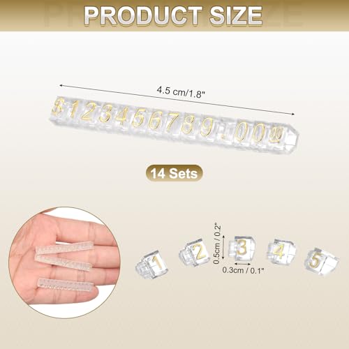 uxcell 14 Set Price Display Cube, Adjustable Price Tag Stand Removable Mini Tag Number Letter Price Dollar Block Kit for Jewelry Retail Shop Price Signs (Clear/Gold, 1.8" Length) - color: Clear/Gold, size: 4.5"