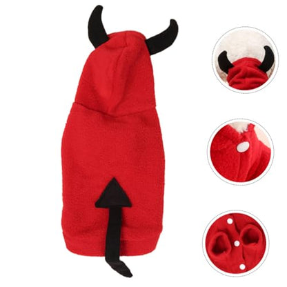 GALPADA Halloween Devil Pet Costume Dog Clothes Winter Warm Casual Outfit for Cats and Puppies Bright Color Easy Clean Photo Prop for Festive Dress-up and Outdoor Play