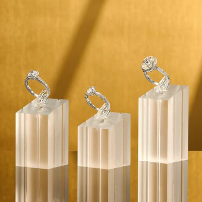 3 Piece Acrylic Ring Display Stand Ring Holder Jewelry Display Holders Showcase (Matte) - color: Matte White