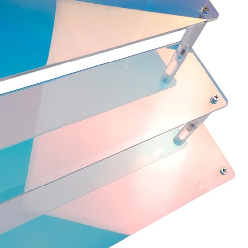 MY MIRONEY 3 Tier Acrylic Riser Display Shelf Iridescent Display Stand Figurines Decoration Organizer Cupcakes Holder for Display Food Desserts Collectibles Perfume Makeup(15.75" x 7.28" x 5.91") - size: 15.75" x 7.28" x 5.91"