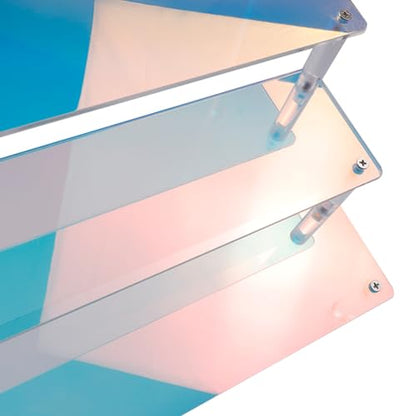 MY MIRONEY 3 Tier Acrylic Riser Display Shelf Iridescent Display Stand Figurines Decoration Organizer Cupcakes Holder for Display Food Desserts Collectibles Perfume Makeup(15.75" x 7.28" x 5.91") - size: 15.75" x 7.28" x 5.91"
