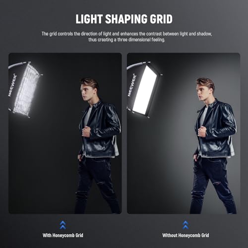 NEEWER 15.7"x15.7" Quick Setup Foldable Softbox Square with Diffusers/Honeycomb Grid/Bag, Bowens Mount Compatible with Godox Aputure 120d Continuous Video Lights Q4 Studio Flash Strobes, NS15S