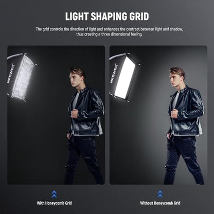 NEEWER 15.7"x15.7" Quick Setup Foldable Softbox Square with Diffusers/Honeycomb Grid/Bag, Bowens Mount Compatible with Godox Aputure 120d Continuous Video Lights Q4 Studio Flash Strobes, NS15S