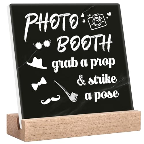 Photo Booth Sign Desk Decor for Wedding Photobooth Props Funny Birthday Party Graduation Table Desktop Decorations - color: Flower08