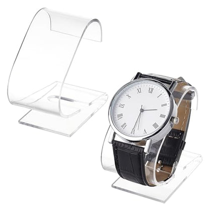 PH PandaHall 2pcs Clear Watch Stand, 2.4 x 2.4 x 1.3 inch Single Watch Holder Display Acrylic Bracelet Display Rack Jewelry Holder Stand Watch Organizer Storage for Women