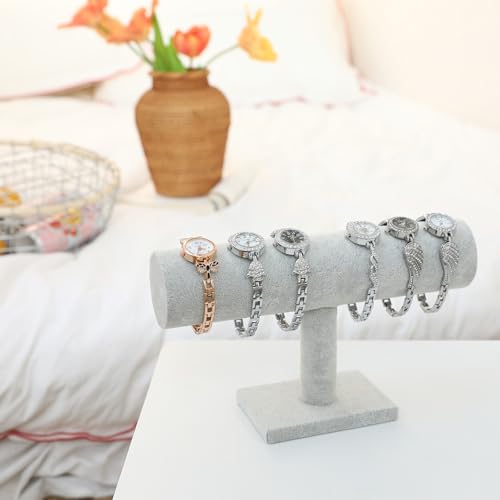 Jewelry Bracelet Storage Display Chain Watch T-Bar Rack Organizer Hard Stand Holder Jewelry Display Bracelet Display Velvet Grey Clour