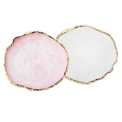 Resin Nail Art Palette,Nail Art Painting Mixed Color Palette Gold Edge Nail Gel Color Makeup Display Board (Pink+White) - color: Pink+white