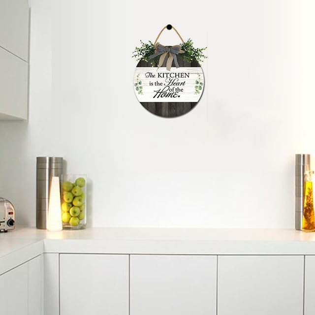 Bidesign This Kitchen Is Seasoned With Love Kitchen Decor Farmhouse Kitchen Wall Decor Wooden Round Rustic Kitchen Door Sign for Home Decor Dining Room Cabinet Kitchen Decration