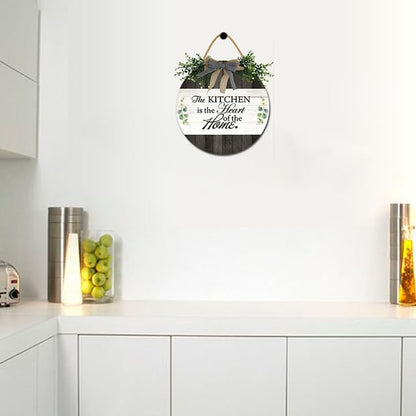 Bidesign This Kitchen Is Seasoned With Love Kitchen Decor Farmhouse Kitchen Wall Decor Wooden Round Rustic Kitchen Door Sign for Home Decor Dining Room Cabinet Kitchen Decration
