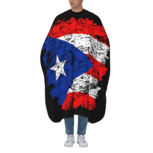 Puerto Rico Barber Cape With Adjustable Closure, Hairdressing Haircut Apron Barber Cover Gown For Hairdresser Styling Home - color: Puerto Rico Flag
