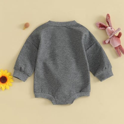 VISGOGO Newborn Infant Baby Boy Girls Oversized Romper Little Dude Sweater Onesie Coming Home Outfit Neutral Clothes - color: Grey-rabbit, size: 0-6 Months