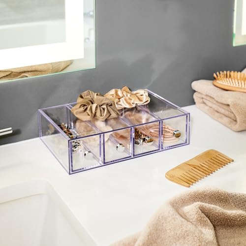 iDesign 36560EU 4-Drawer Vanity/Cosmetic Organizer, Set of 1, Clear - style: 4 Drawer Flip