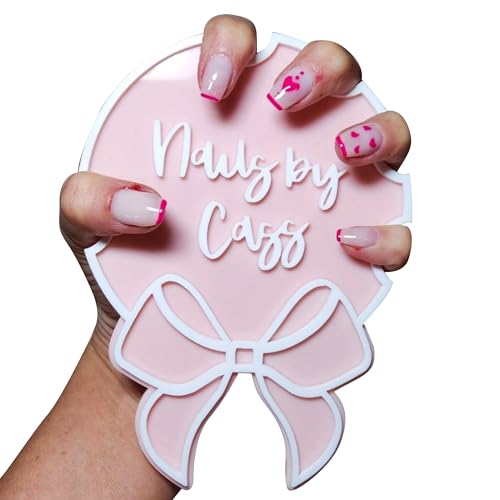 Custom Nail Photo Props, Acrylic Nail Picture Props Personalized Logo Nail Tech Decor Plate Nailfie Disk with Social Media Salon Nail Display Stand Nail Polish Display Gifts for Nail Artist - color: Design 5
