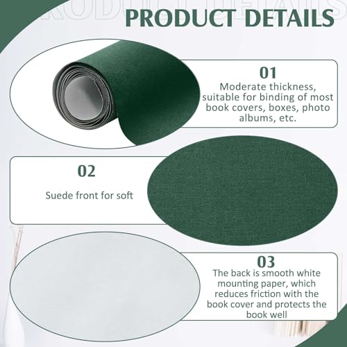 PerKoop Book Cloth for Book Binding 40 x 16 Inch Fabric Surface Paper Backed Bookcover Archival European Durable Strong Bookbinding Supplies Cover Books Album Scrapbooking (Dark Green) - color: Dark Green