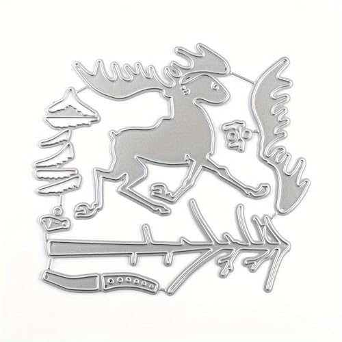 Lapoo Festivals Metal Cutting Die for Scrapbooking - Durable, Cut Stencils for DIY Scrapbook Photo Album Decorative Paper Card, Card Making Supplies, Embossing (Deer and The Tree 4.6 x 4.3 in) - style: Deer and the Tree 4.6 x 4.3 in