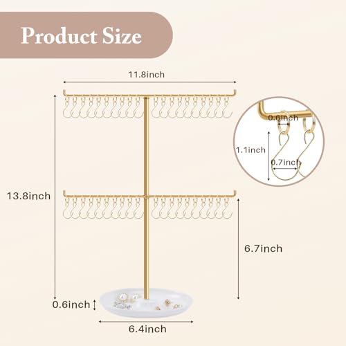 OAOLEER Bracelet Holder Display, Gold Jewelry Holder with 40 Movable Hooks Bracelet Stand Organizer, Jewelry Display Stand for Necklaces Bangles (2 Tier) - size: 2 Tier-Gold