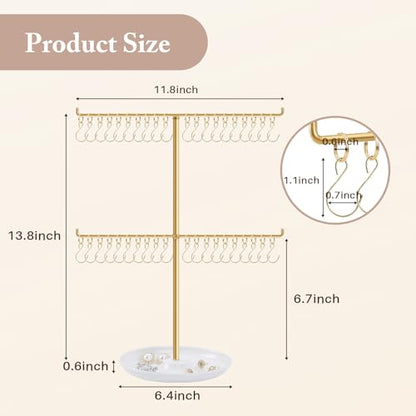 OAOLEER Bracelet Holder Display, Gold Jewelry Holder with 40 Movable Hooks Bracelet Stand Organizer, Jewelry Display Stand for Necklaces Bangles (2 Tier) - size: 2 Tier-Gold