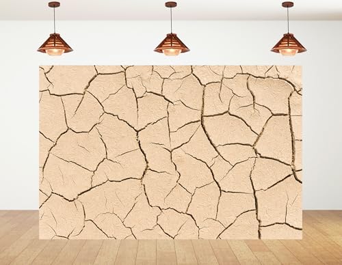 5x3ft Dry Cracked Earth Backdrop Beige Cracked Mud Photography Background for Party Neutral Tone Shoot Wall Decorations Tapestry Photo Booth Props - size: 5x3ft