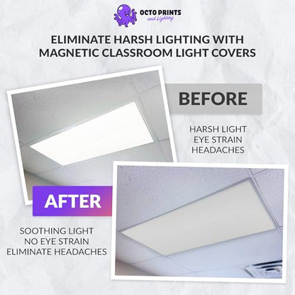 Octo Lights Magnetic Light Covers for Ceiling Lights Classroom Fluorescent Light Covers Solid Medium Gray 2x4 Ceiling Light Cover for Classroom Lights, Office, and Medical Spaces (Pack of 1) - color: Medium Grey