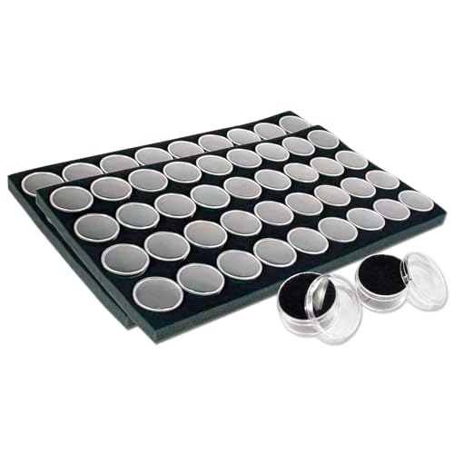 TheDisplayGuys For Your Modern Living 2-Pack 36-Jars Velvet Foam Padding Jewelry Container Inserts - Tray/Case Liners - Medium Gem, Beads, Collectibles Storage Box (Black) by The Display Guys - color: Black, size: Jars - 36