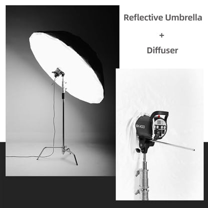 Godox 70 inch 180cm Black White Reflective Umbrella Studio Photography Umbrella, White Inner with Large Diffuser Cover, Bag - color: Black White