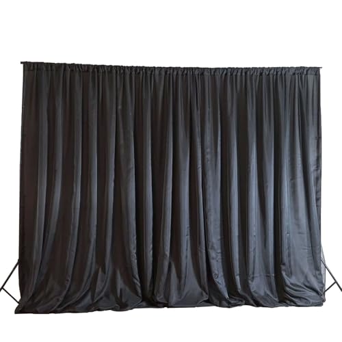 Efavormart 20ftx10ft Black Rod Ready Dual Layered Poly and Chiffon Backdrop Curtain - color: Black, size: 120"W x 240"L (Pack of 1)