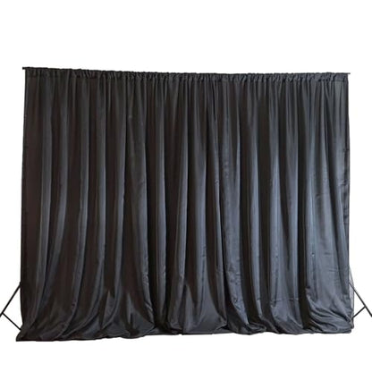 Efavormart 20ftx10ft Black Rod Ready Dual Layered Poly and Chiffon Backdrop Curtain - color: Black, size: 120"W x 240"L (Pack of 1)