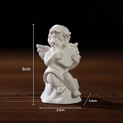 Mini Nordic Resin Roman Column, Greek Sculptural Angel Display, Photo Props, Candle Holder, Sketching Art Teaching Tools (Angel (Lyre) - 6cm) - color: Angel (Lyre) - 6cm