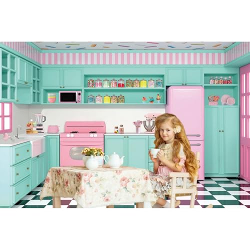 Renaiss Fabric Kitchen Backdrop 5x3ft Baking Cooking Party Wall Background Kitchen Interior Scene Photography Backdrops for Girls Kids Video Shooting Photo Studio Props - size: 5Wx3H FT