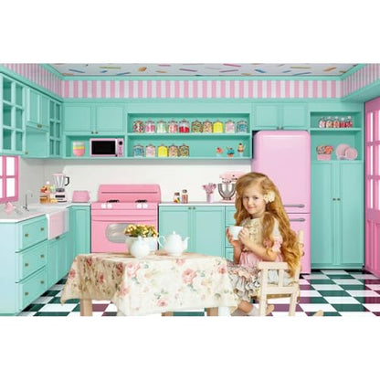 Renaiss Fabric Kitchen Backdrop 5x3ft Baking Cooking Party Wall Background Kitchen Interior Scene Photography Backdrops for Girls Kids Video Shooting Photo Studio Props - size: 5Wx3H FT