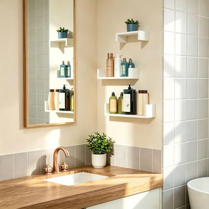 SRIWATANA Floating Shelves Wall Mounted, Solid Wood Wall Shelves, White - color: 1.white