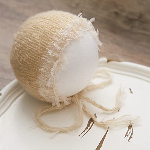 Zeroest Newborn Photo Props Hat Blanket Photography for Babies Cloth Wrap Hats Set Baby Boy Girl Photo Shoot Outfits (Beige Sand) - color: Beige Sand