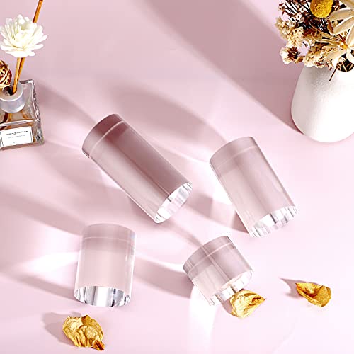 Hipiwe 4-Pack Acrylic Display Risers Figures Display Stand Holder Clear Cylinder Tabletop Jewelry Perfume Showcase Organizer for Geodes Rock Small Collectibles Display Blocks