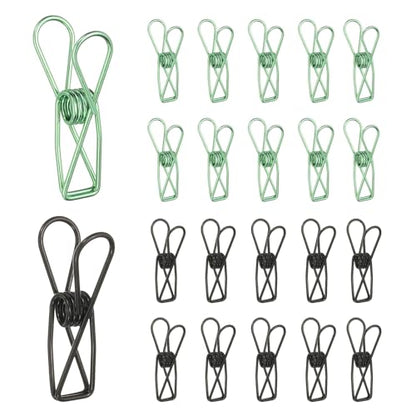 PATIKIL 50Pcs Paper Office Binder Clips, 1.26" Small Metal Wire Hollow Out Paper Clamps Long Tail Binder Clips for Photo Clothes Hanging Office Home Kitchen Food Package, Black/Green - color: Black/Green