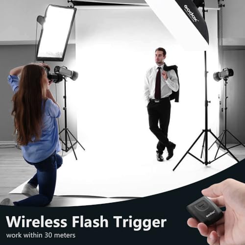 Godox Professional Studio Flash Kit for Photography, Strobe Lights Softbox Lighting Kit, 2x180W 5600K Compact Monolights with Flash Trigger, Softbox, Light Stands