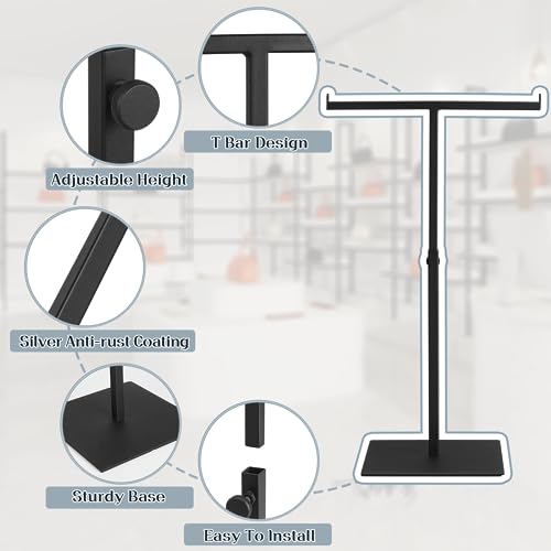 Polmart Countertop Adjustable Display Stand Stand for Purses/Handbags, Wreaths, Wigs, Hats and Crafts (T-Stand, Black) - color: Black Matte